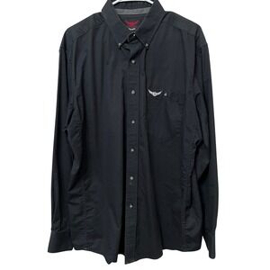 Wrangler Relentless Long Sleeve Black Button Up Shirt Men's L Western Style‎